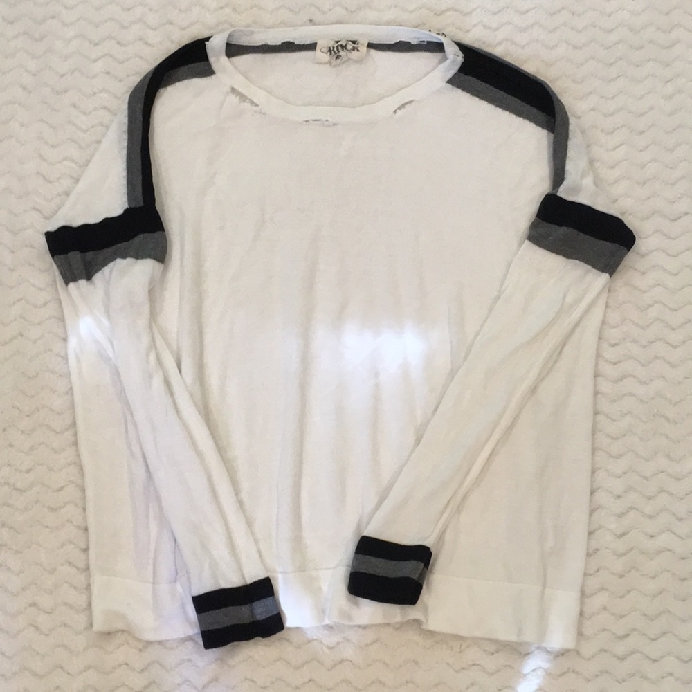 Stella and Jamie distressed white long sleeve